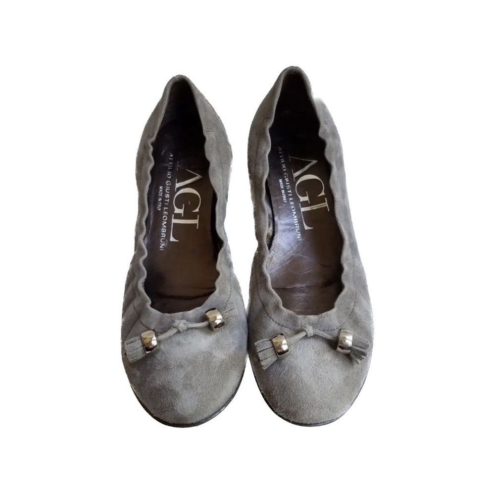 AGL Gray Suede Tassle Front Ballet Flats